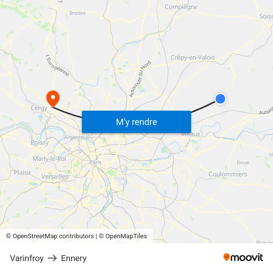 Varinfroy to Ennery map