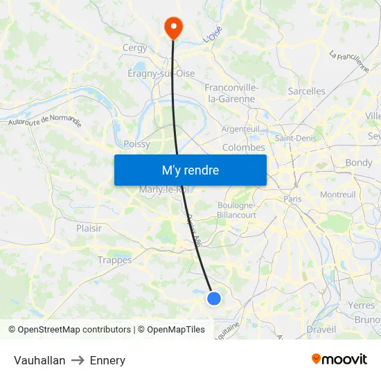 Vauhallan to Ennery map