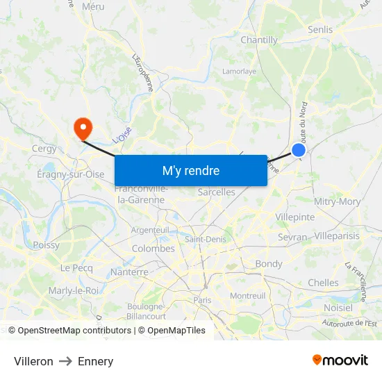 Villeron to Ennery map