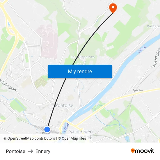Pontoise to Ennery map