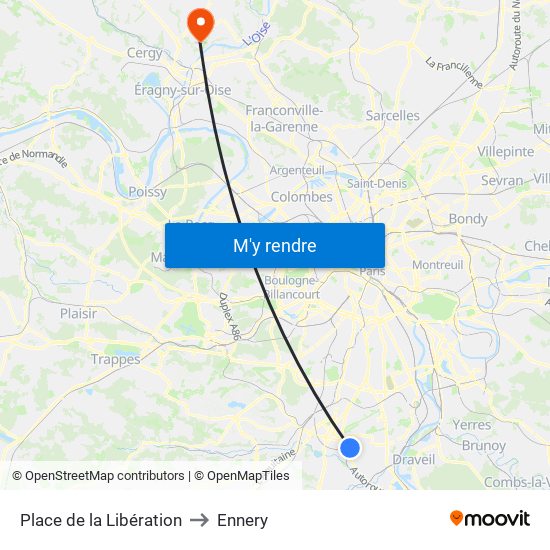 Place de la Libération to Ennery map