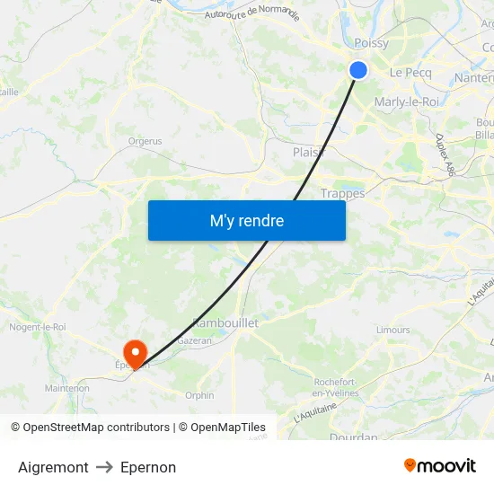Aigremont to Epernon map
