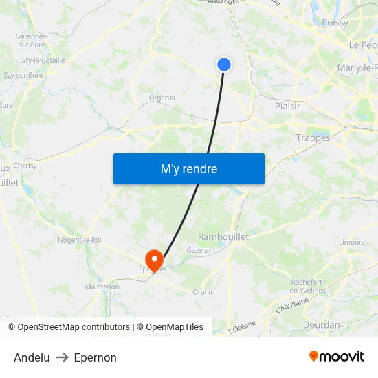 Andelu to Epernon map