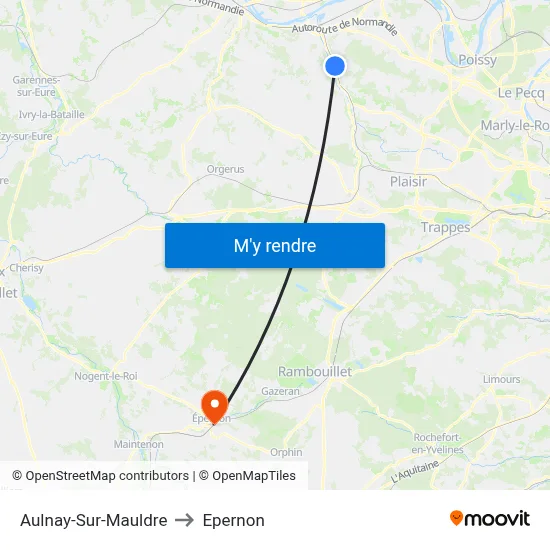 Aulnay-Sur-Mauldre to Epernon map