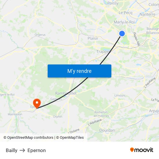 Bailly to Epernon map