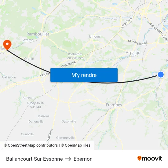 Ballancourt-Sur-Essonne to Epernon map