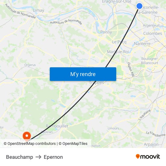 Beauchamp to Epernon map