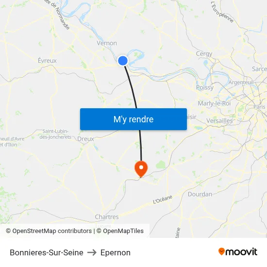 Bonnieres-Sur-Seine to Epernon map