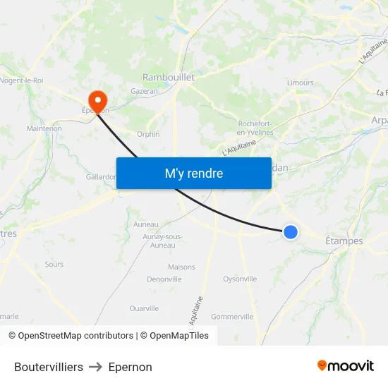 Boutervilliers to Epernon map