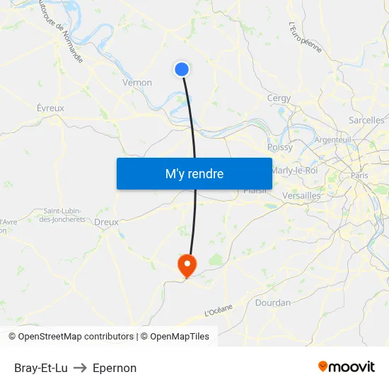Bray-Et-Lu to Epernon map
