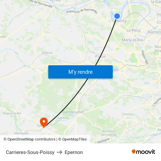 Carrieres-Sous-Poissy to Epernon map