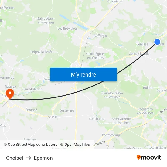 Choisel to Epernon map
