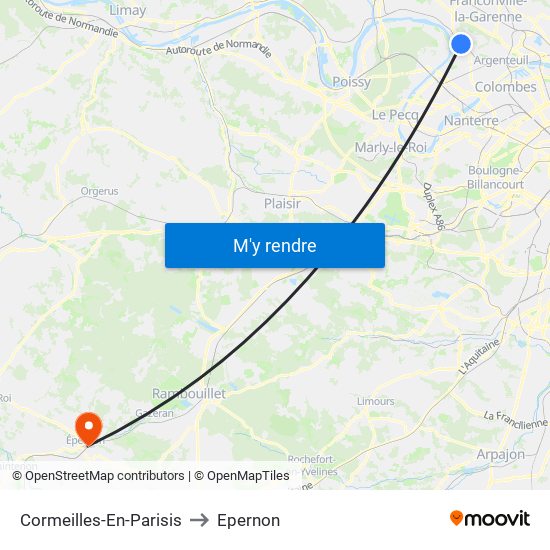 Cormeilles-En-Parisis to Epernon map