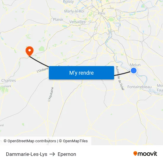 Dammarie-Les-Lys to Epernon map