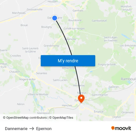 Dannemarie to Epernon map