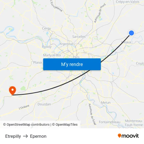 Etrepilly to Epernon map