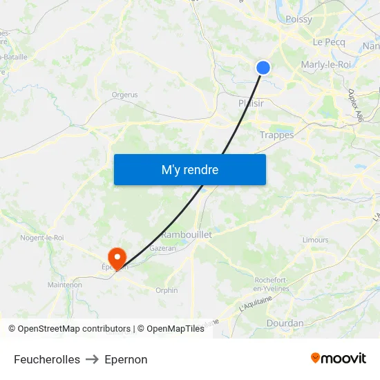 Feucherolles to Epernon map