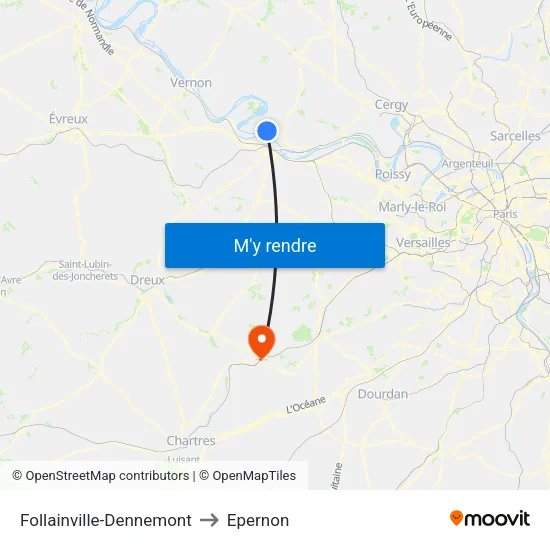 Follainville-Dennemont to Epernon map