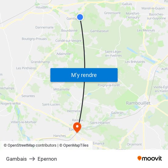 Gambais to Epernon map