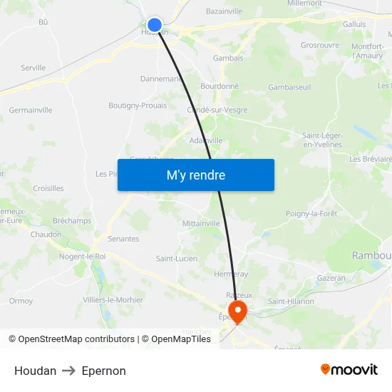 Houdan to Epernon map