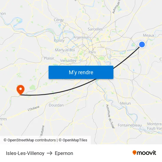 Isles-Les-Villenoy to Epernon map