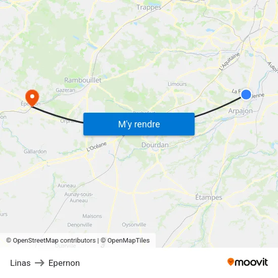 Linas to Epernon map