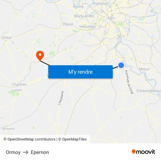 Ormoy to Epernon map