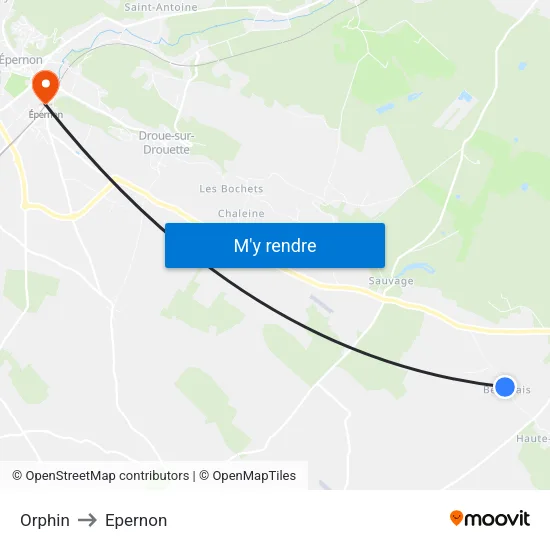 Orphin to Epernon map