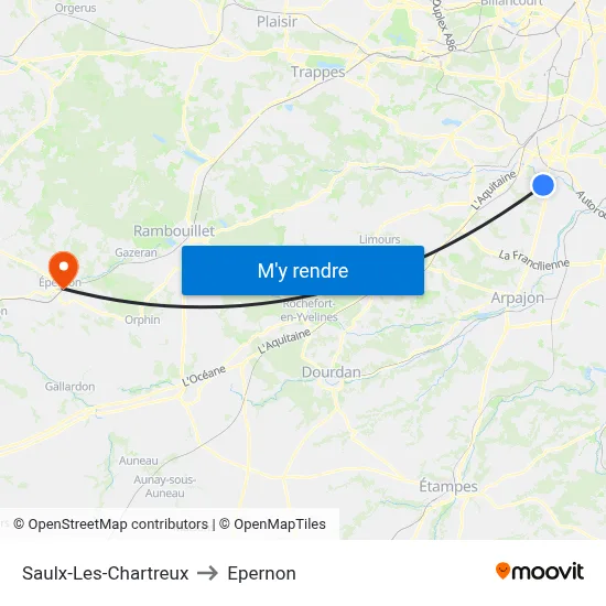 Saulx-Les-Chartreux to Epernon map