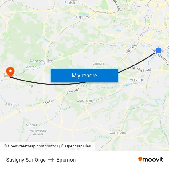 Savigny-Sur-Orge to Epernon map