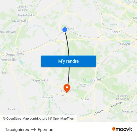 Tacoignieres to Epernon map