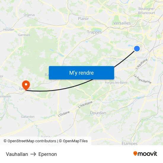 Vauhallan to Epernon map
