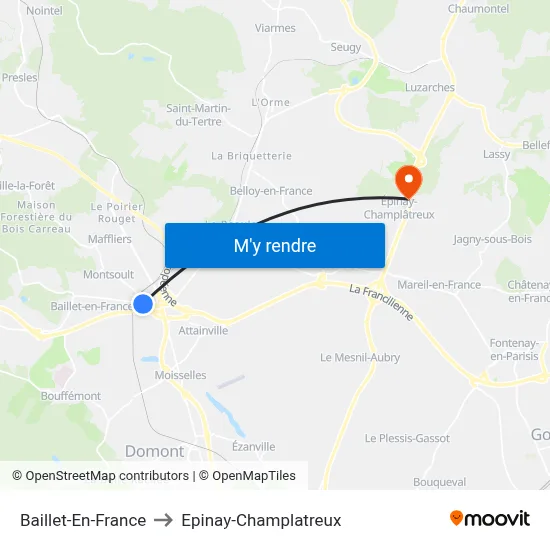 Baillet-En-France to Epinay-Champlatreux map
