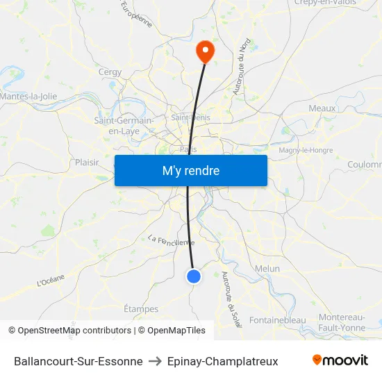Ballancourt-Sur-Essonne to Epinay-Champlatreux map