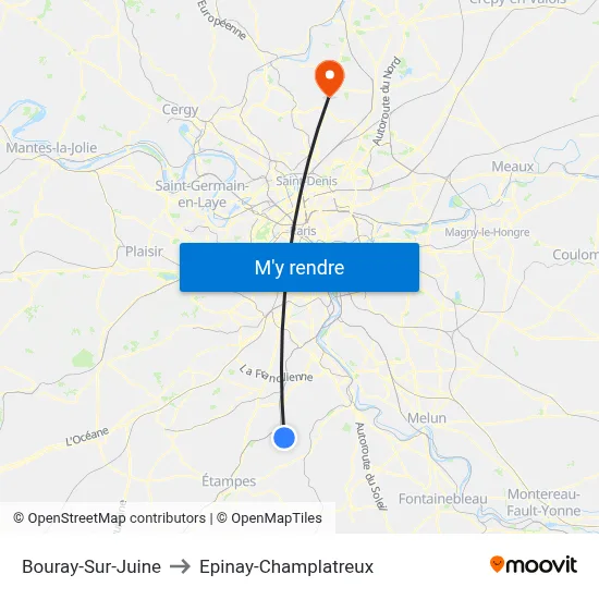 Bouray-Sur-Juine to Epinay-Champlatreux map