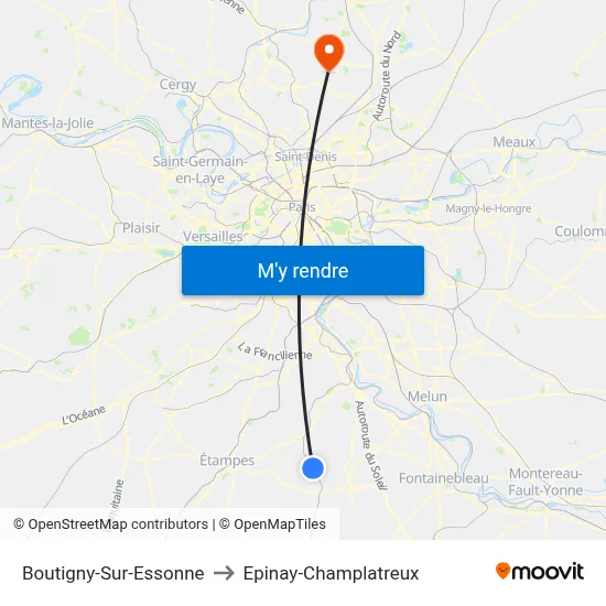 Boutigny-Sur-Essonne to Epinay-Champlatreux map