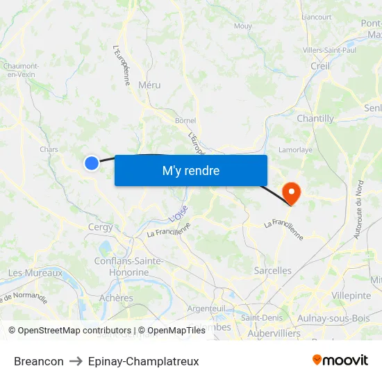 Breancon to Epinay-Champlatreux map
