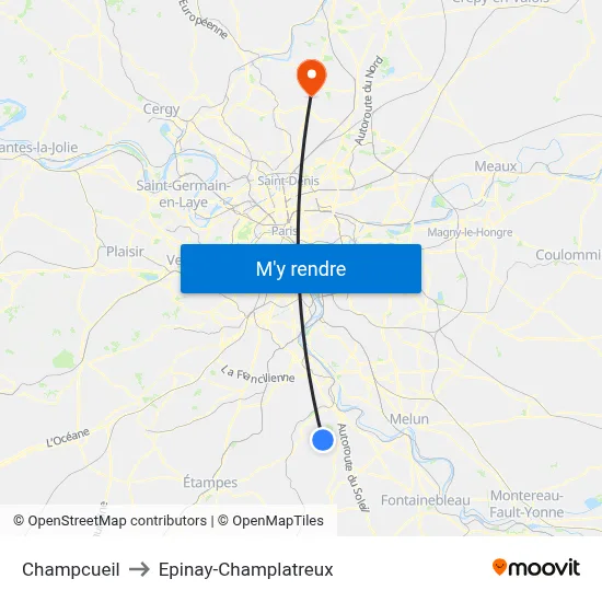 Champcueil to Epinay-Champlatreux map