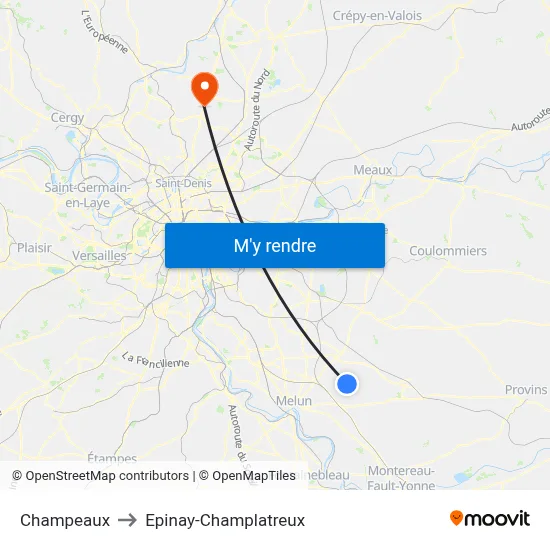 Champeaux to Epinay-Champlatreux map