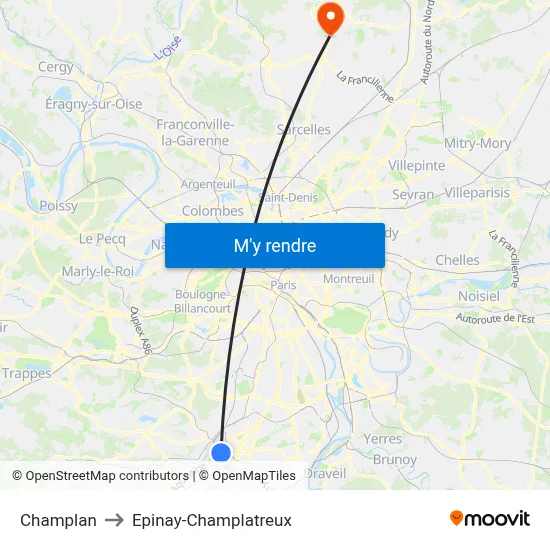 Champlan to Epinay-Champlatreux map