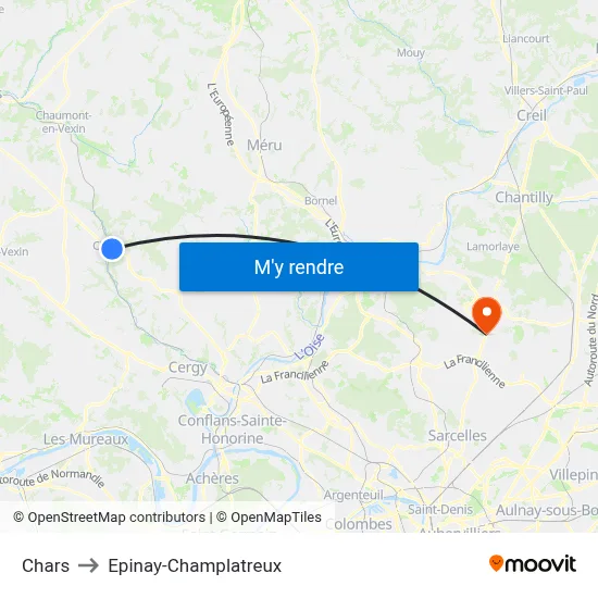 Chars to Epinay-Champlatreux map