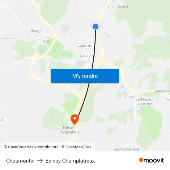 Chaumontel to Epinay-Champlatreux map