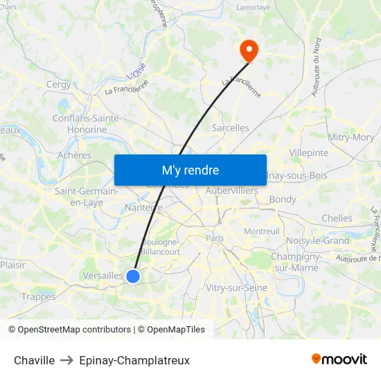 Chaville to Epinay-Champlatreux map