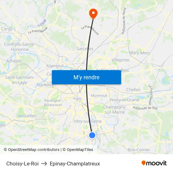 Choisy-Le-Roi to Epinay-Champlatreux map