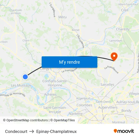 Condecourt to Epinay-Champlatreux map