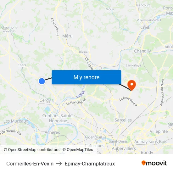 Cormeilles-En-Vexin to Epinay-Champlatreux map