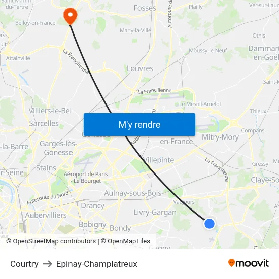 Courtry to Epinay-Champlatreux map