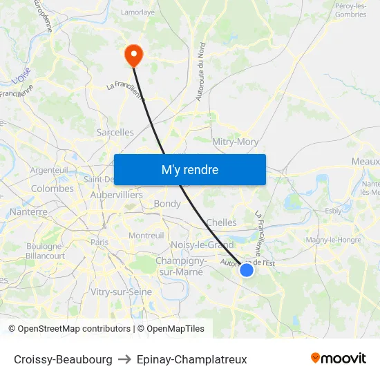 Croissy-Beaubourg to Epinay-Champlatreux map