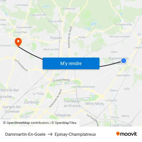 Dammartin-En-Goele to Epinay-Champlatreux map