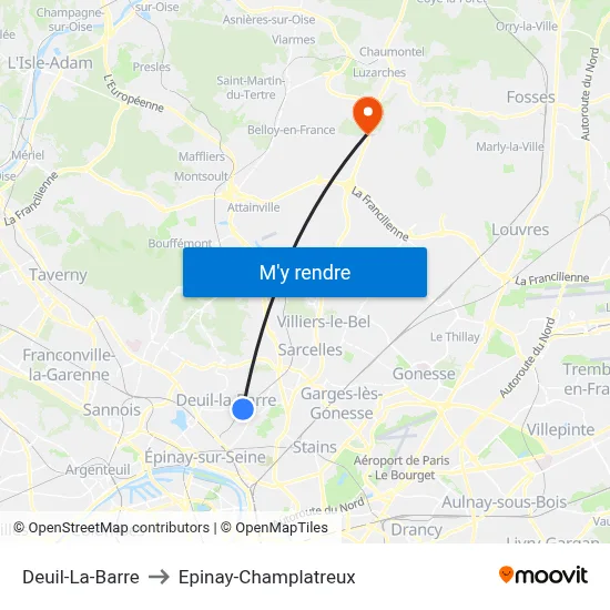 Deuil-La-Barre to Epinay-Champlatreux map